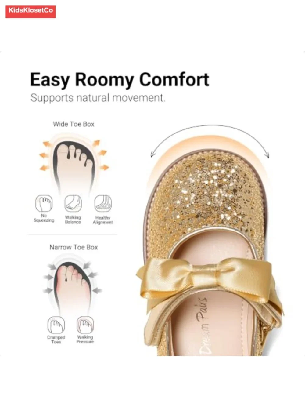 Girls Mary Jane School Flats Dress Shoes, Wide Toe Bow Toddler Ballet Flats,